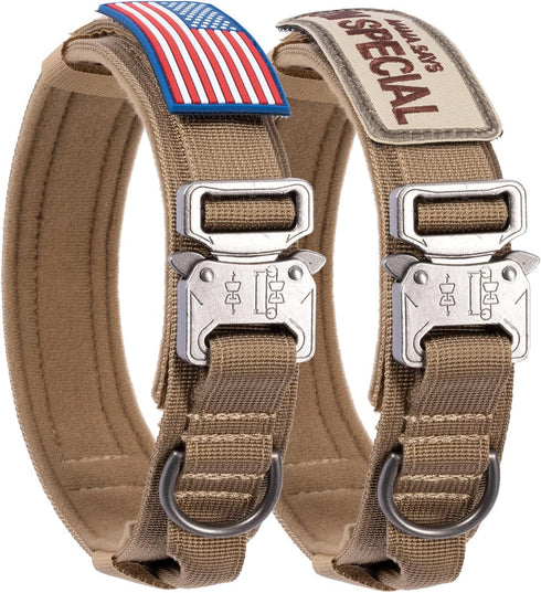 Tactical Dog Collar with USA American Flag, Heavy Duty Nylon K9 Adjustable Metal Buckle for Medium Large Dogs, Chew