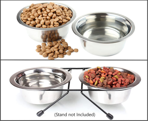 Greendale - 2 Pack Large Stainless Steel Dog Bowls (6.75 Cups) - Perfect for Food and Water