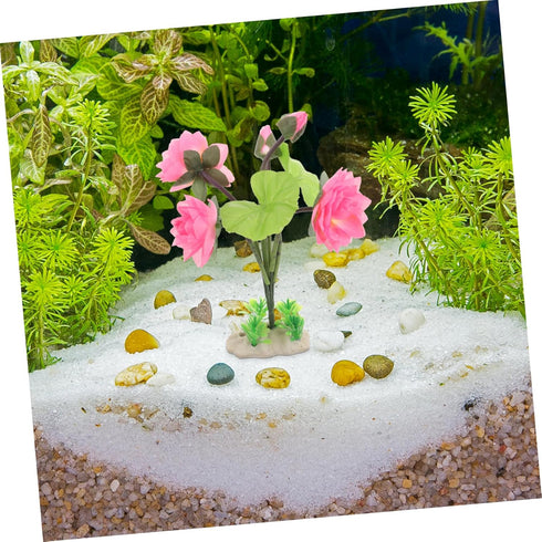 Coffee Shop Decor - Artificial Aquarium Lotus Fake Flower for Fish Tank, Floral Decorations, Small Aquarium Supply