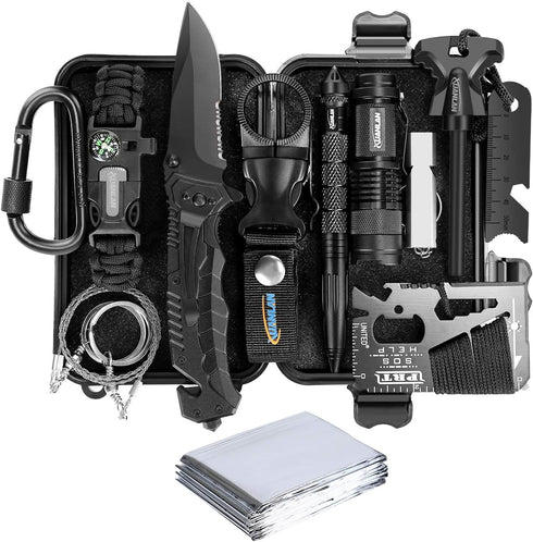 XUANLAN Emergency Survival Kit, Outdoor Gear Tool with Bracelet, Fire Starter, Whistle, Water Bottle Clip