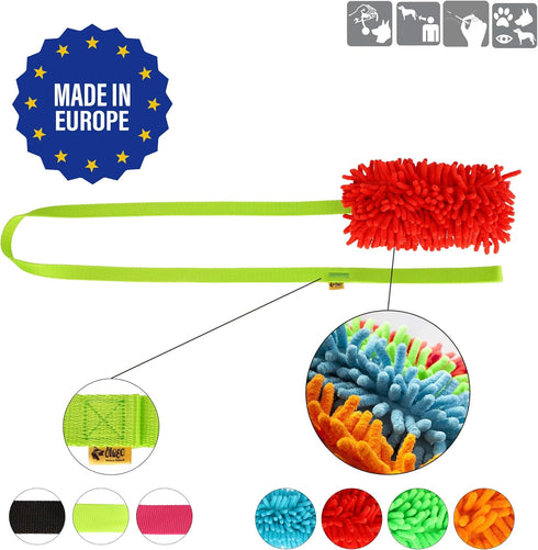 DINGO Dog Tug of War Toy - Outdoor Toy with Long Lead for Training, Soft Nubby-Textured Plush.