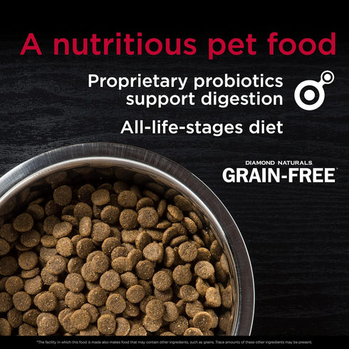 Diamond Naturals Grain Free Real Meat Recipe Premium Dry Dog Food with Real Pasture Raised Beef, 5 lb