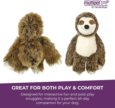 (10") Multipet Bark Buddies Sloth Dog Plush Toy - Squeaky Dog Toy for All Dogs - Extra Soft Plush Dog Toy - Stuffed