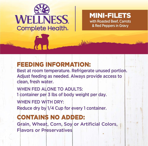 3-Ounce (Pack 12) Wellness Petite Entres Mini-Filets with Roasted Beef, Carrots & Red Peppers in Gravy, Cup