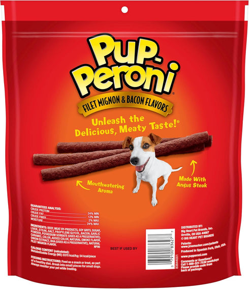 22.5 (Pack 4) Pup-Peroni Original Filet Mignon & Bacon Flavor Dog Snacks, Ounce Bag