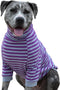 Tooth & Honey Big Dog/Stripe Shirt/Pullover for Big Dogs, Full Belly Coverage, Purple and Grey (Large)