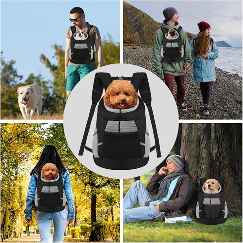 SUNRISING Dog Carrier Backpack for Small Dogs - Breathable Front Carrier with Storage Pockets and Safety Strips