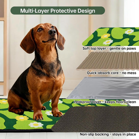 30"x34", 4 Pack Qeils Reusable Puppy Pads for Small Dogs, Washable Pee Pads with Non-Slip , Absorbent Leakproof Mat