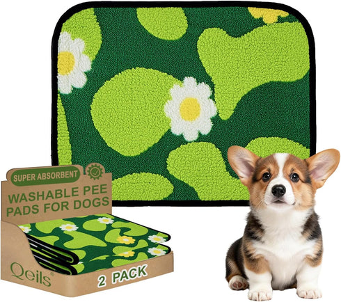 Qeils Reusable Puppy Pads for Small Dogs, Washable Pee Pads with Non-Slip