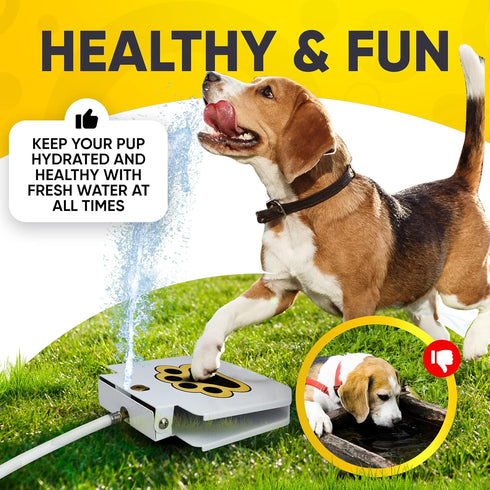 Dog Outdoor Fountain Step On | Paw Activated Drinking Pet Dispenser for Fresh Water