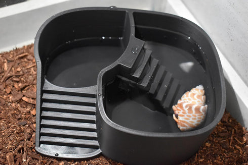 Swimming 2-in-1 Dual Zone Hermit Crab Pool, Soaking Tub for Fresh & Salted Water. Hermit Crab Food Bowl & Bath Tub