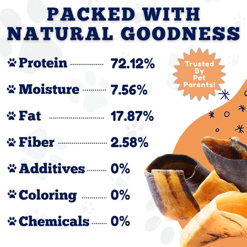(25 Amazing Dog Treats Premium Cow Hooves for Dogs pc/pk) - Safe Cow Hoof Dog Chews - All Natural Beef Hooves Dog