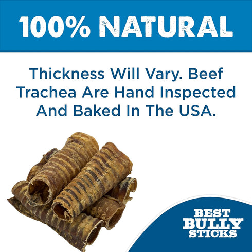 Best Bully Sticks Premium 6 Inch Beef Trachea Dog Chews (20 Pack) - 100% Beef, Grain-Free, All-Natural, Promotes Dental