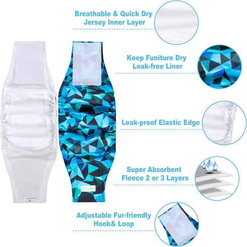 (5 Pack wegreeco Small Dog Diapers Male,Reusable Belly Bands for Male Dogs,Washable Doggie Puppy Male Diapers