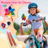 Kids Bike Horn Set with 2 Pcs Handle Streamers, Bicycle Bell and Windmill Accessories for Girls or Boys