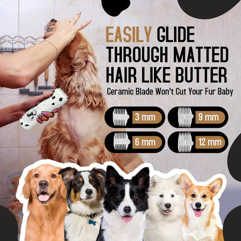 Low Noise Cordless Dog Trimmer Clipper, Professional Pet Grooming Kit for Matted Hair, Small and Medium Animals