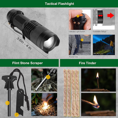 Gifts for Men Dad Husband, 27 in 1 Survival Kits Camping Accessories Tactical Gear for Outdoor Adventure