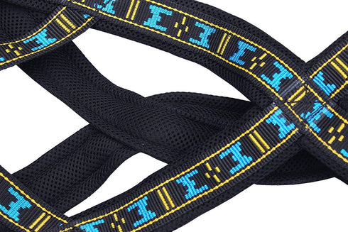 X-Back Style Weight Pulling Sledding Dog Harness, Black/Blue, XLarge, 22.5" Neck Circumference