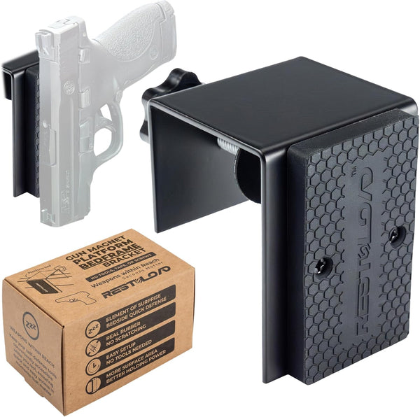 Bedside Holster, Magnetic Handgun Mount for Standard or Platform Bed Frames, or