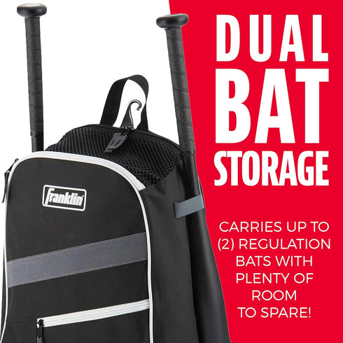 Franklin Sports Kids MLB Baseball Batpack Bag - Youth Baseball, Softball + Teeball Backpack, Holds (2) Bats