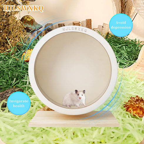 6.6in 2 (6.6in) Silent Hamster Wheel with Natural Chew Toys - Wooden Exercise Wheel with Removable Track, Quiet Spinner