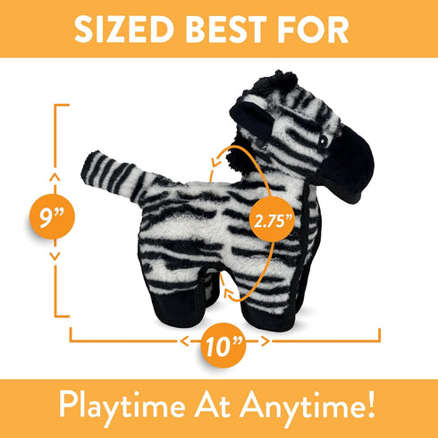 Spunky Pup Tough Plush Dog Chew Toys - Durable Triple-Layered Squeaker Toy for Medium to Large Dogs, Zebra