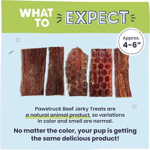 Pawstruck Premium Beef Jerky Dog Treat Chews - 4"-6" Strips for Hip & Joint Health, 15 Count, No Added Preservatives