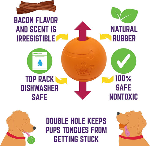 Chew King 2.5 Inch Bacon Flavor Rubber Balls, 3 Pack for Large Breeds