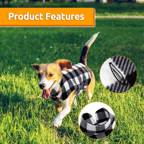 ASENKU Plaid Dog Sweater, Soft Comfortable Fleece Vest for Small & Medium Breeds, Warm Winter Dog Shirt (M, Black)