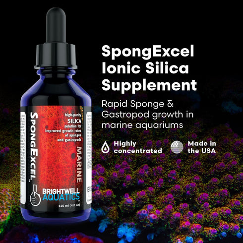 Brightwell Aquatics SpongExcel – Ionic Silica Solution for Marine Aquariums, 125 ml