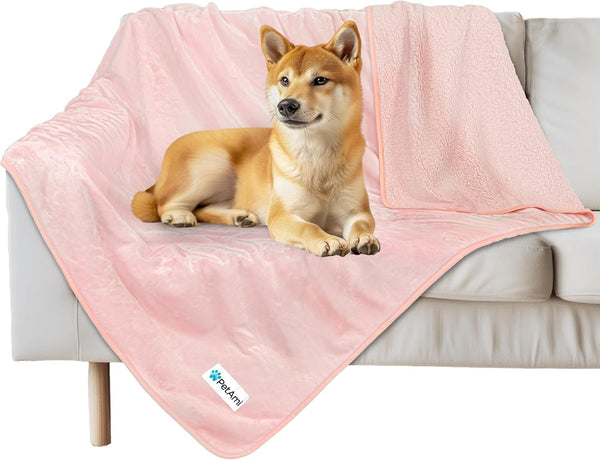 PetAmi Waterproof Dog Blanket for Extra Large Dogs, Reversible Pee Proof Blanket for Indoor Cat, 90x90 Pink