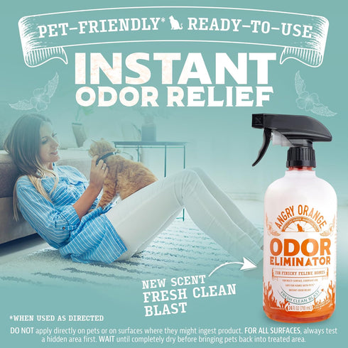 Angry Orange Pet Odor Eliminator for Strong Odor - Enzyme Deodorizer for Home, Dog or Cat Pee Smells, 24 Fl Ounces