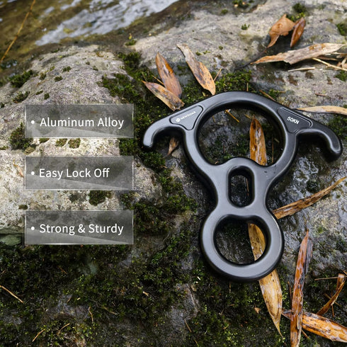 NewDoar 50KN 11000 LBF Rescue Figure 8 Descender - Large Bent-Ear Belaying & Rappelling Gear for Climbing