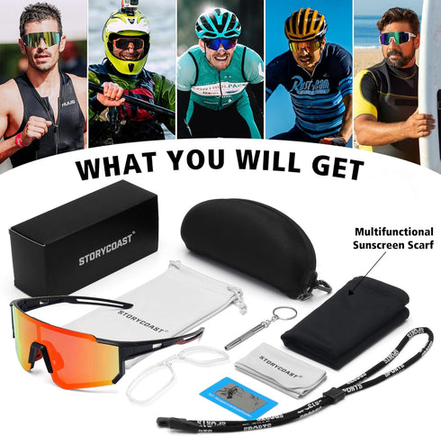STORYCOAST Polarized Sports Sunglasses for Men and Women, UV400 Protection for Driving, Fishing, Cycling