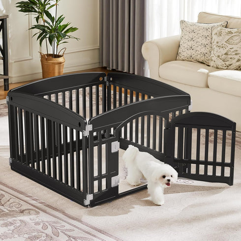 4 24" Sweetcrispy Plastic Dog Playpen, Panel Expandable & Durable Pet Fence for Small to Medium Dogs - Indoor & Outdoor