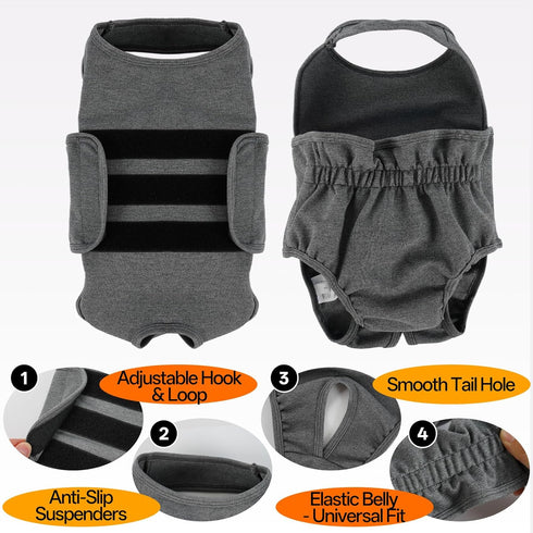 Lelepet Dog Diapers Female Washable, Reusable Puppy Doggie Pet Panties for Dogs in Heat, Adjustable Dog Diapers