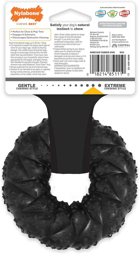 Nylabone Strong Max Chew Braided Ring Chew Toy for Dogs, Beef Flavor, Medium/Wolf - Up to 35 lbs. (1 Count)