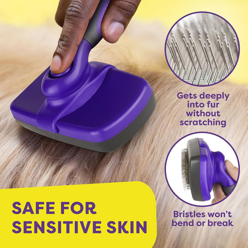 Hertzko Slicker Brush & Pet Hair Remover - Self Cleaning Deshedding Brush for Pets, Cat & Dog Hair Remover for Clothes