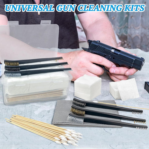 Universal Gun Cleaning Kit, 2 X 2 Inches Gun Cleaning Patches, 6 Inches Gun Cleaning Swabs, Reusable Form Swabs, 3 Pcs