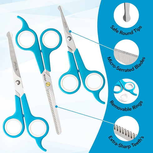 3 7" Trimming, 6" BOSHEL Pc Dog Grooming Scissors Kit - Scissor For Body Hair Small Micro-serrated Scissor For Face