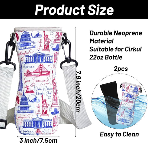 ARefugen 2Pcs 22 oz Sleeve Fit for Cirkul Water Bottle - Neoprene Insulated Sleeve for Plastic Glass Stainless Steel
