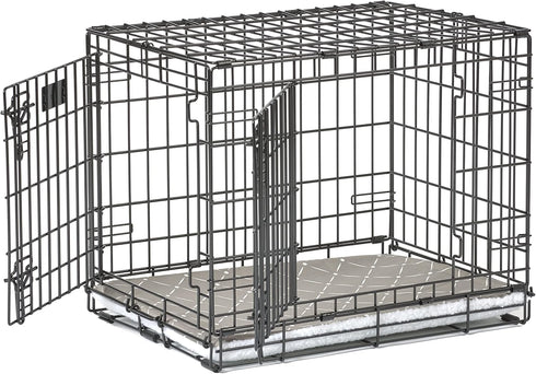 MidWest Homes for Pets Quiet Time Reversible Crate Pan Cover, 24' Mushroom Diamond/Fleece, Small