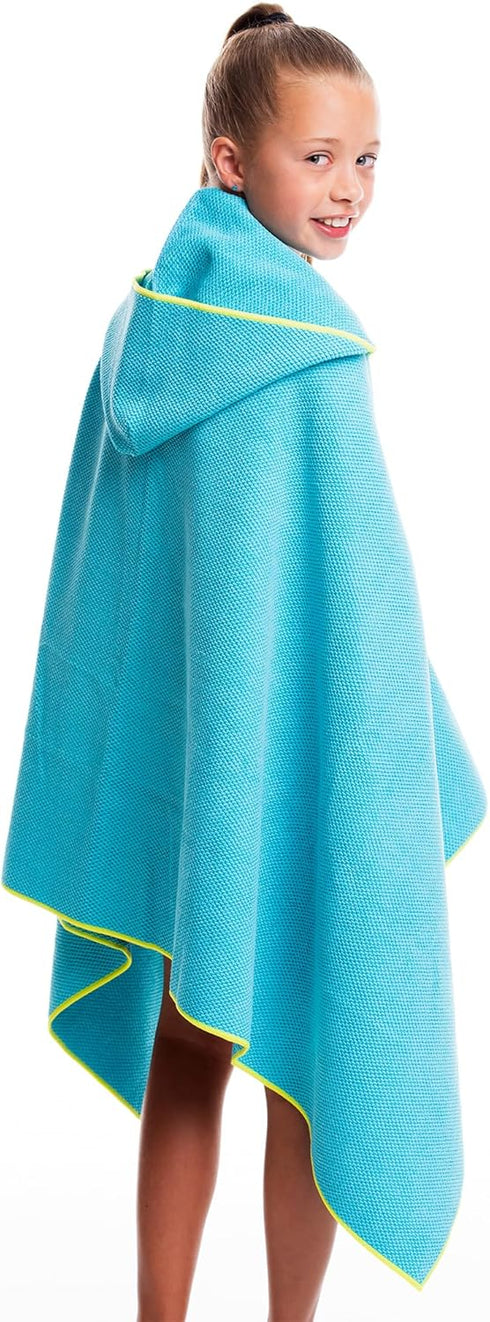 Swimming Flow Quick Dry Swim Towel with Hood - Microfiber Hooded Towel for Competitive and Other Water Sports (Blue)