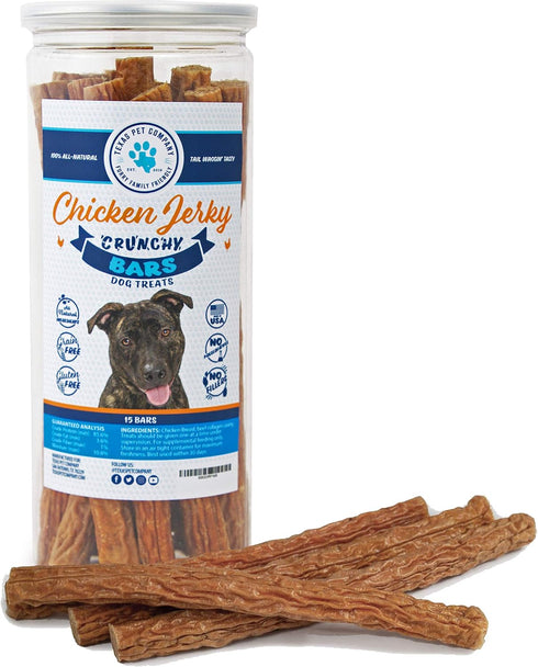 Texas Pet Company Chicken Jerky Crunchy Bars Dog Treats - Made in The USA, 15 Bars, Natural No Additives