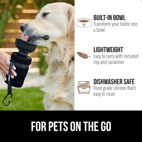 GORILLA GRIP Dog Water Bottle, Portable Leak Proof Water Bowl Dispenser for Dogs, 12 oz Pet Travel Squeeze Bottles,