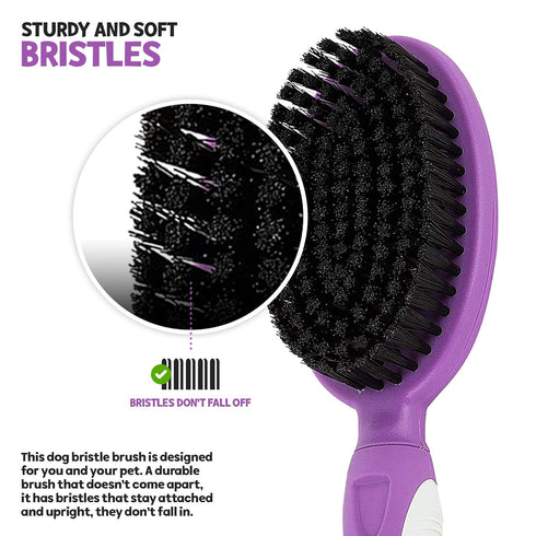 Soft Bristle Dog Brush for Short Haired Cats or Dogs - Firm Bristles for Dust, Dirt, and Loose Fur