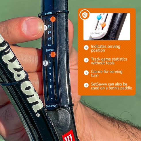 Tennis Score Keeper for Racket and Paddle Easy-to-Mount Point Tracker for Recording Points Games and Sets