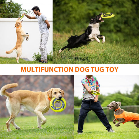 SKIPDAWG Interactive Dog Tug Toy, Dog Flying Disc Water Toy, Non-Toxic Light TPR/Nylon Fabric, 9 Inches Diameter