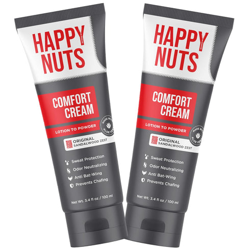 HAPPY NUTS Comfort Cream Deodorant For Men: Anti-Chafing Sweat Defense, Odor Control,