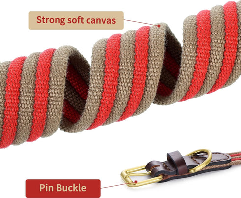 Mile High Life Genuine Leather Dog Collar - Heavy Duty Canvas Dog Collars with Adjustable Rust-Proof Metal Pin Buckle,